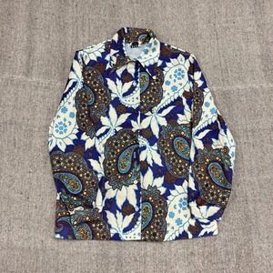 Vintage Devon Button Up Shirt Women's Medium Purple 1970s Floral Flowers